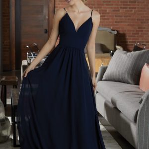 Morilee Simple Chiffon Bridesmaid Dress Featuring a Deep V-Neckline Style #21597