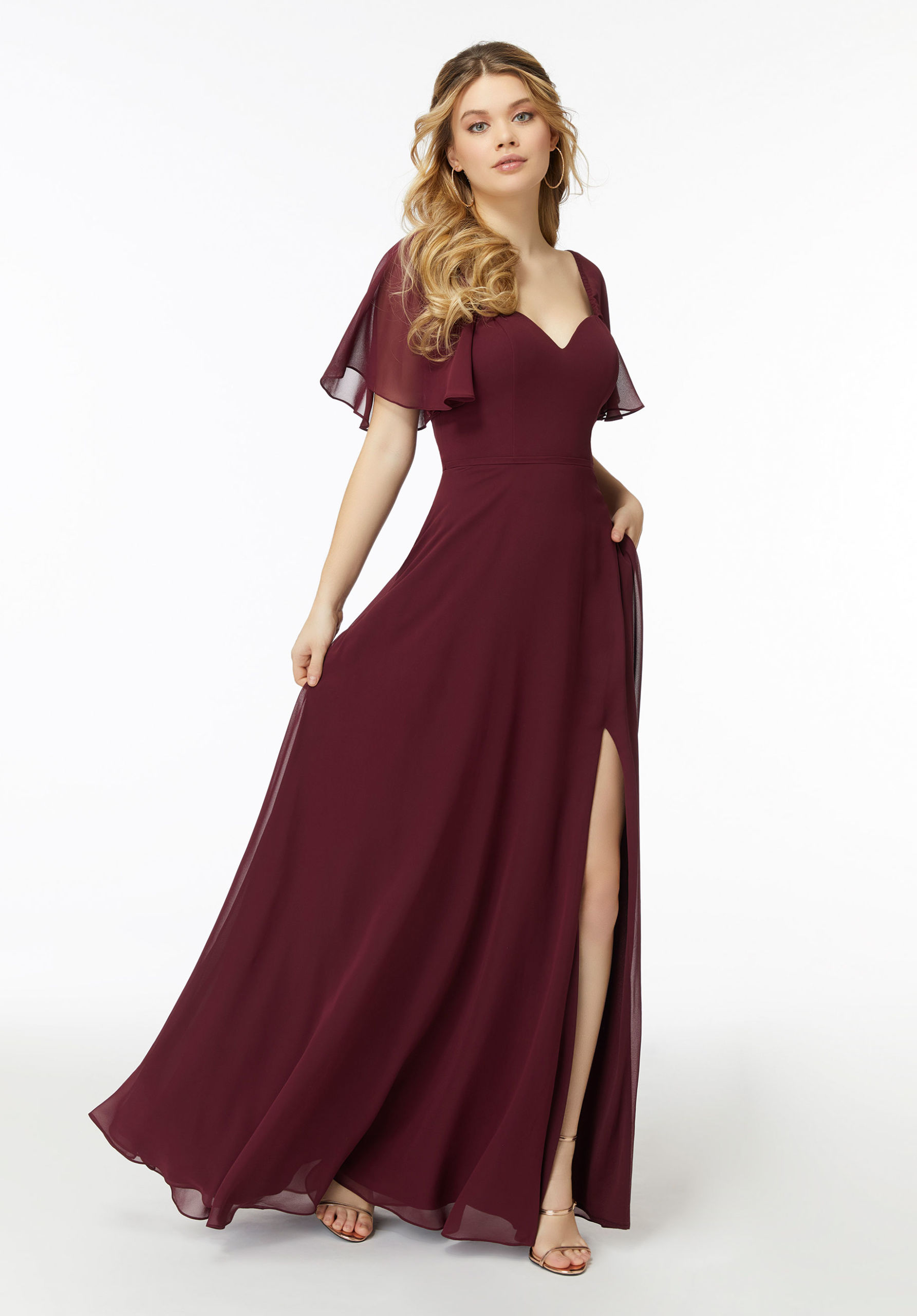 Morilee Chiffon Flutter Sleeve, Sweetheart Bridesmaid Dress Style #21722