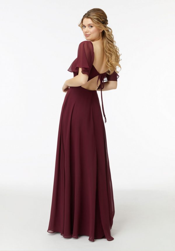 Morilee Chiffon Flutter Sleeve, Sweetheart Bridesmaid Dress Style #21722 - Image 2