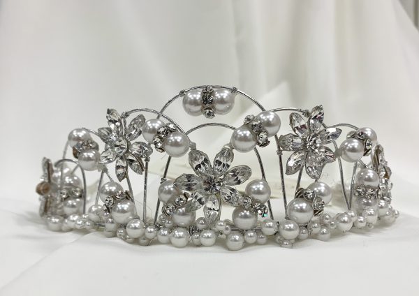 Tall Pearl and Crystal Tiara