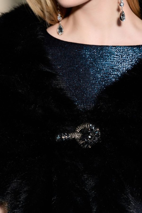 Joseph Ribkoff Faux Fur Cape 233796 - Image 3